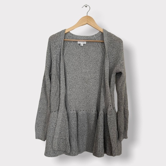 Elle Sweaters - Grey ELLE Open Cardigan Peplum Size Medium